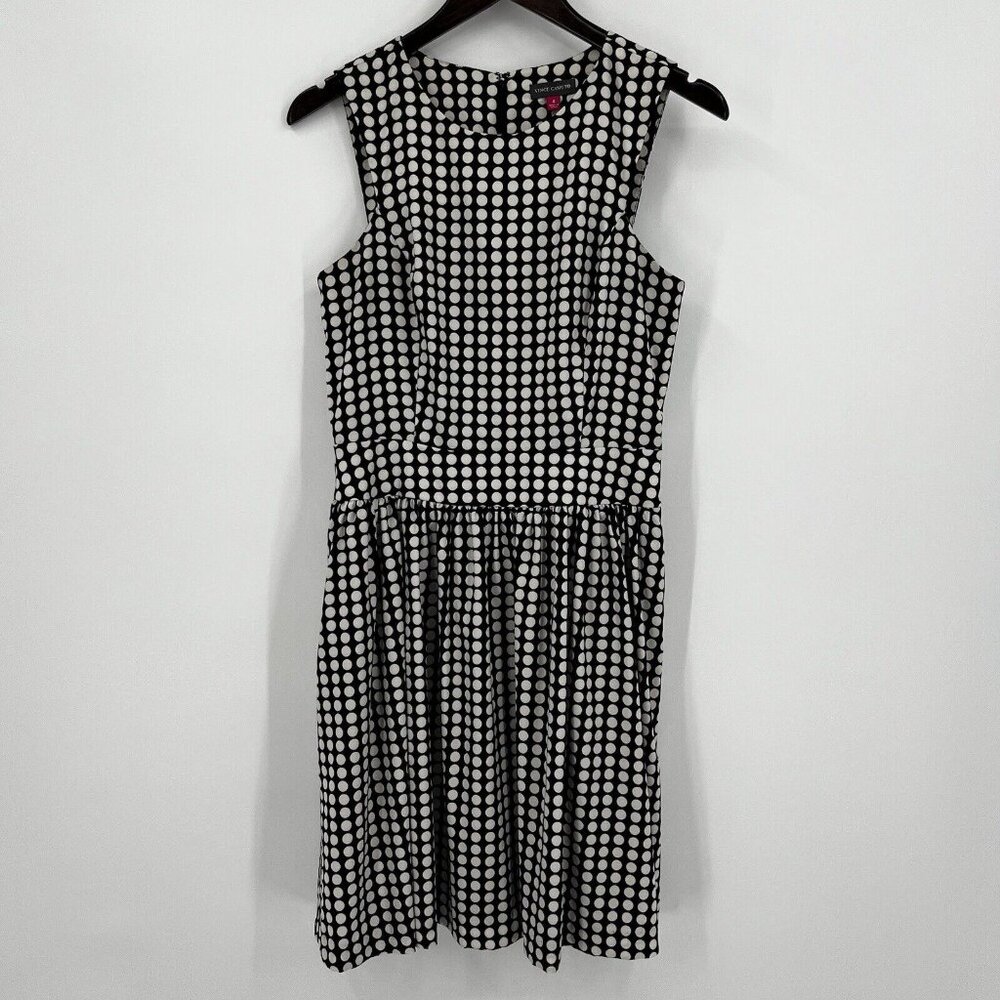 Vince Camuto Black & White Polka Dot Sleeveless Dress Size 4